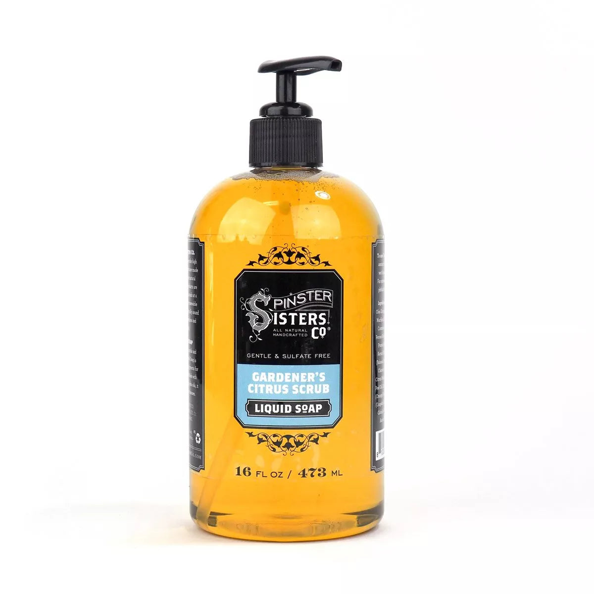 Gardener's Citrus Scrub soap for hands and body is a bright yellow liquid