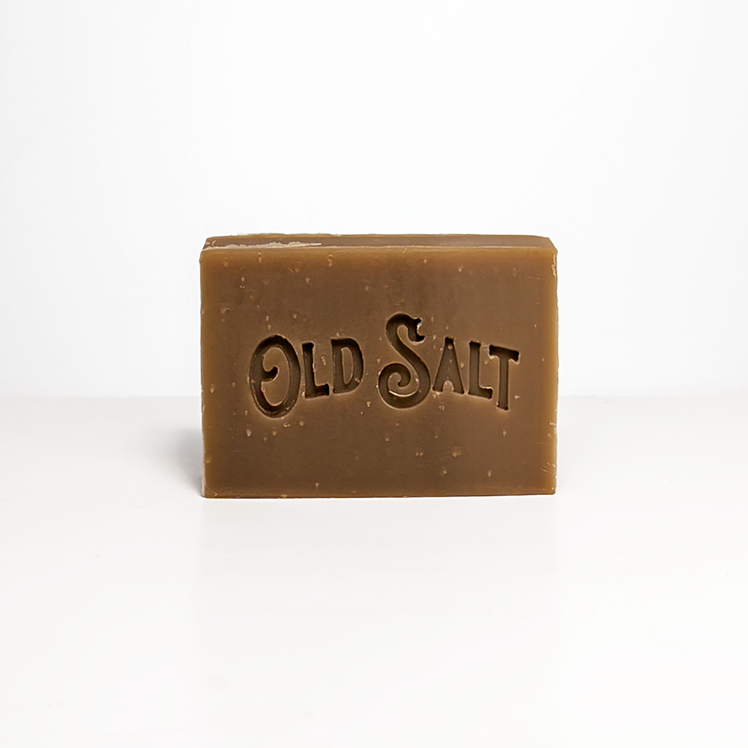 Bourbon & Vanilla bar of soap with 'Old Salt' branding on a white background