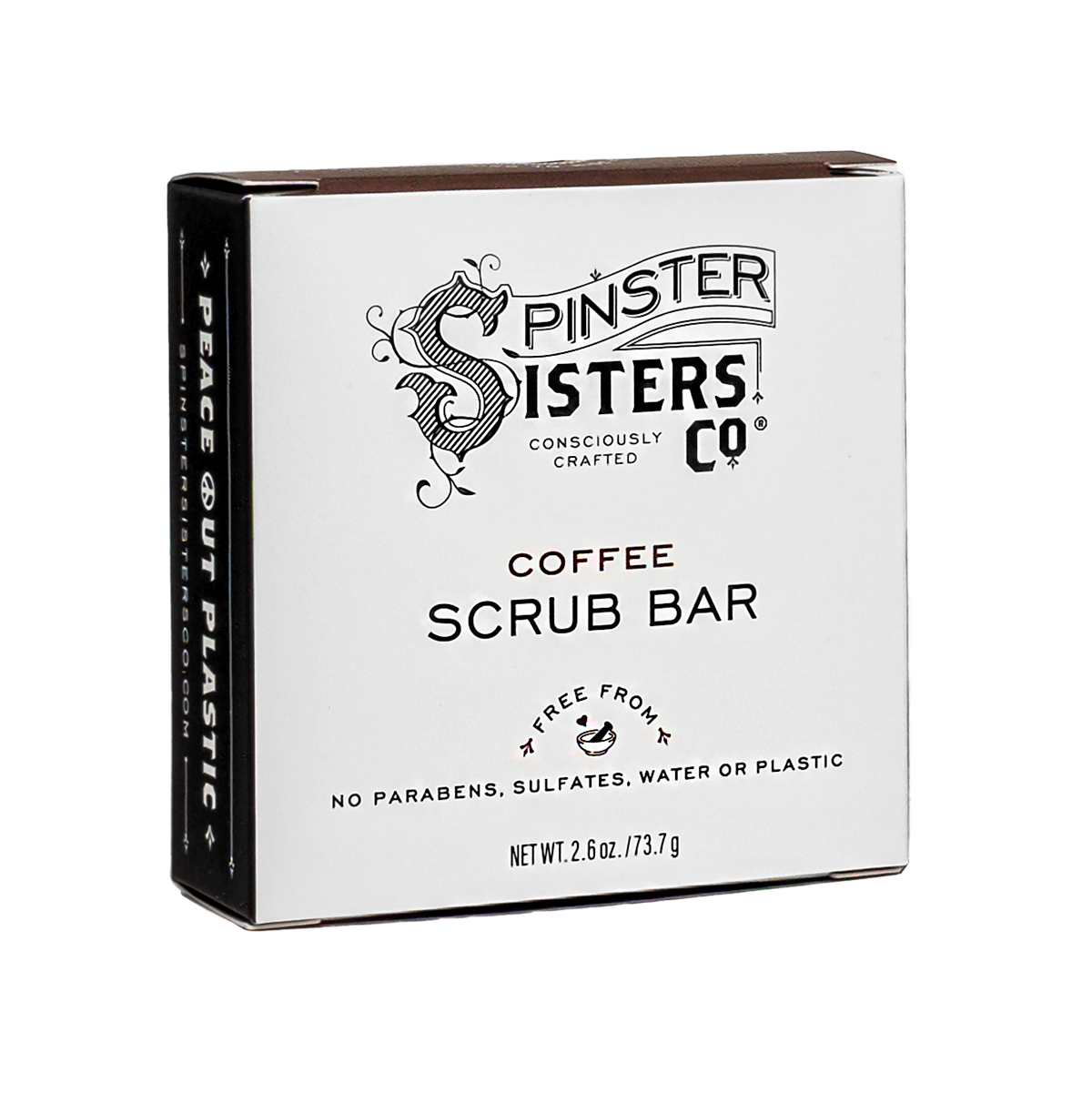 Box of Spinster Sisters Co. Coffee Scrub Bar on a white background
