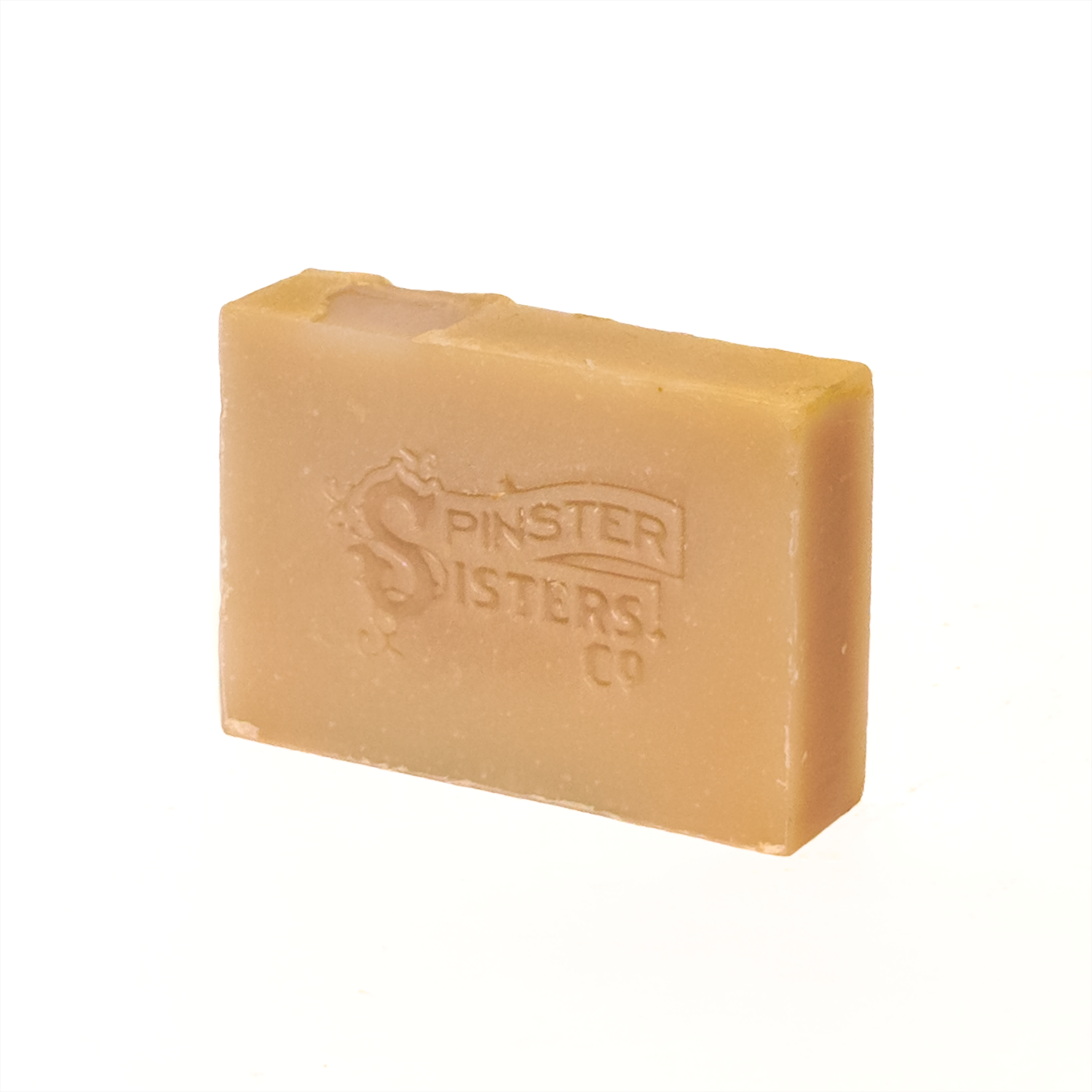 Bar of Winter Fig + Honey soap with 'Spinster Sisters Co' branding on a white background