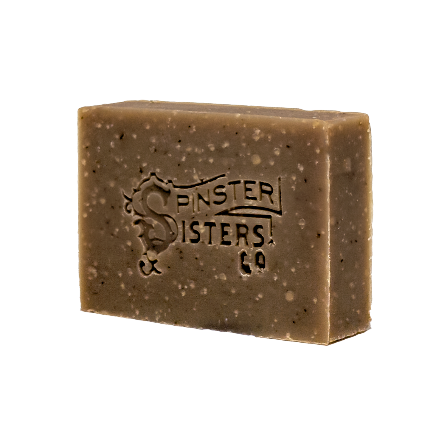 Oatmeal Milk & Honey Bar of soap with 'Spinster Sisters Co' branding on a white background