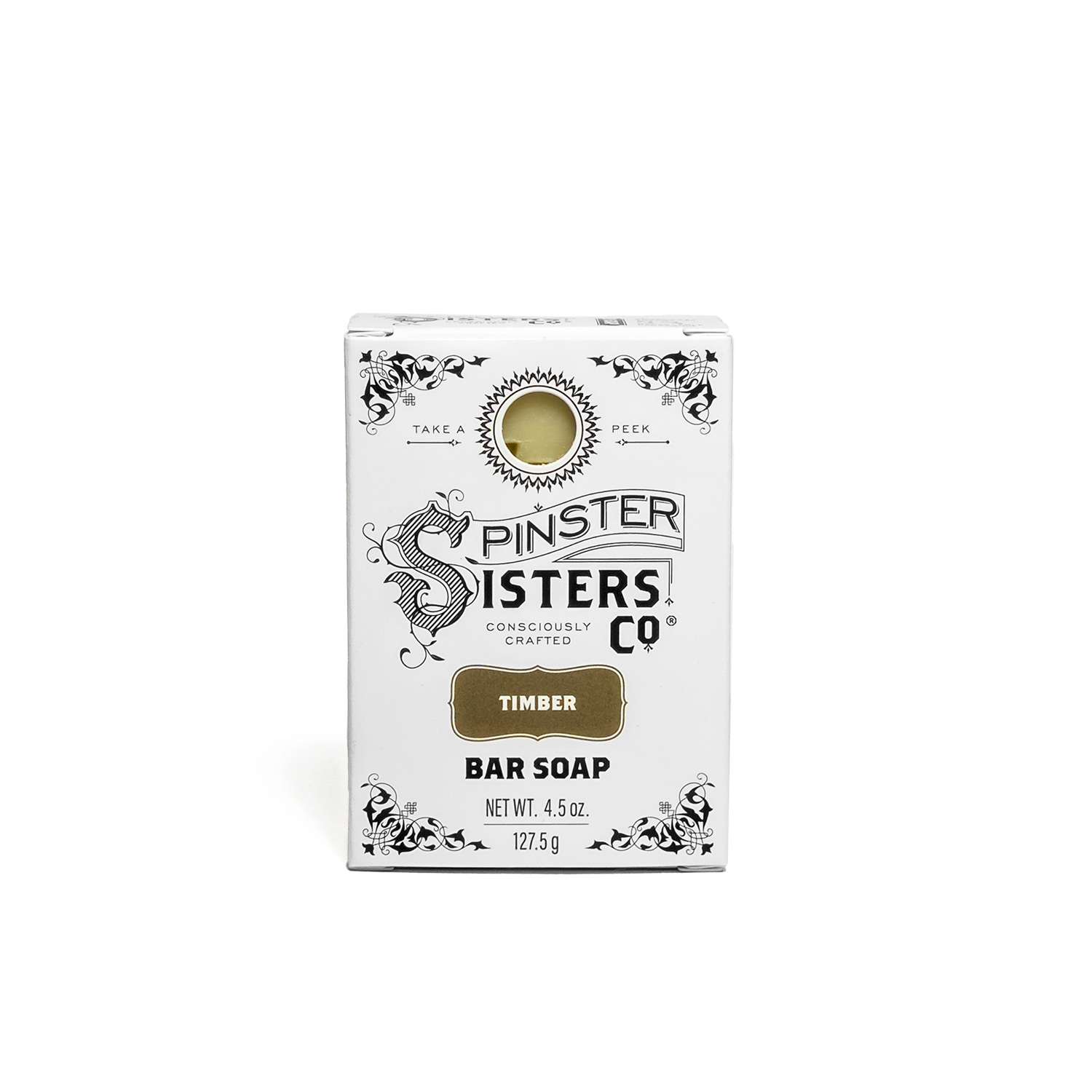 Box of Spinster Sisters Co. Timber Bar Soap on a white background