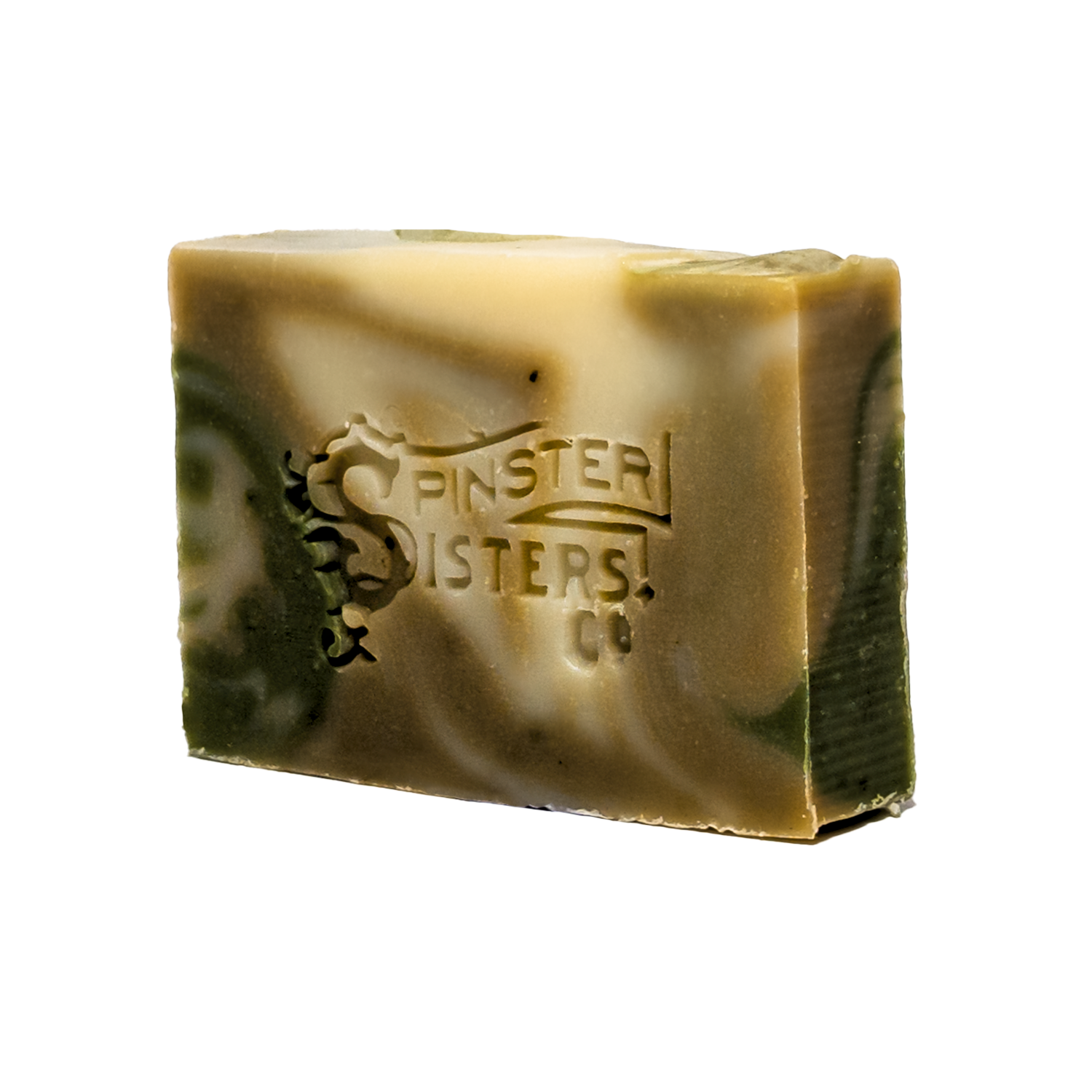 Timber Bar of soap with 'Spinster Sisters Co' branding on a white background