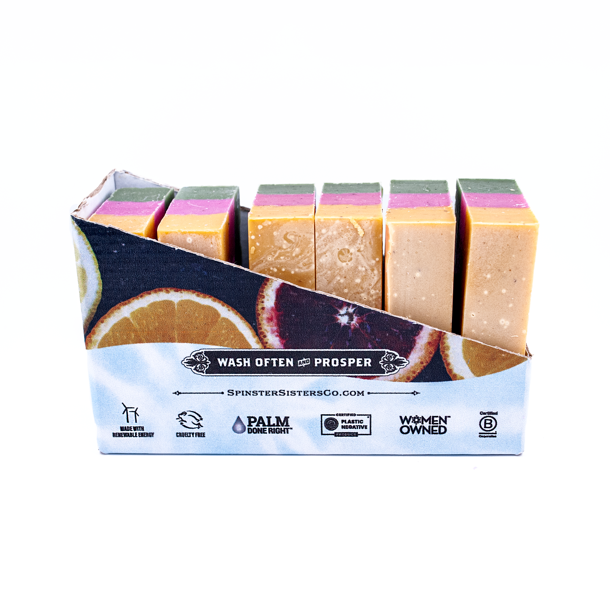 Case of Gardener's soap bars with visible brand information on a white background