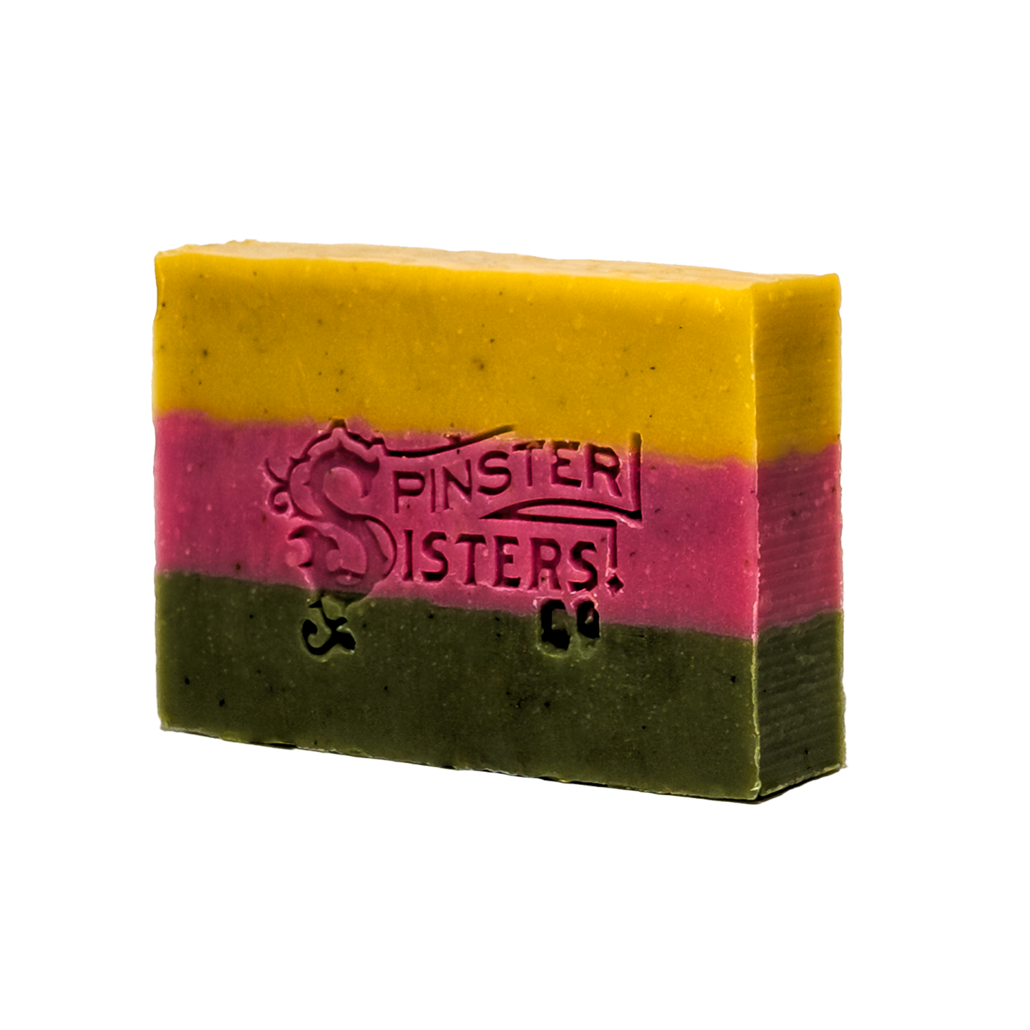 Gardener's Citrus Scrub bar soap with 'Spinster Sisters' branding on a white background