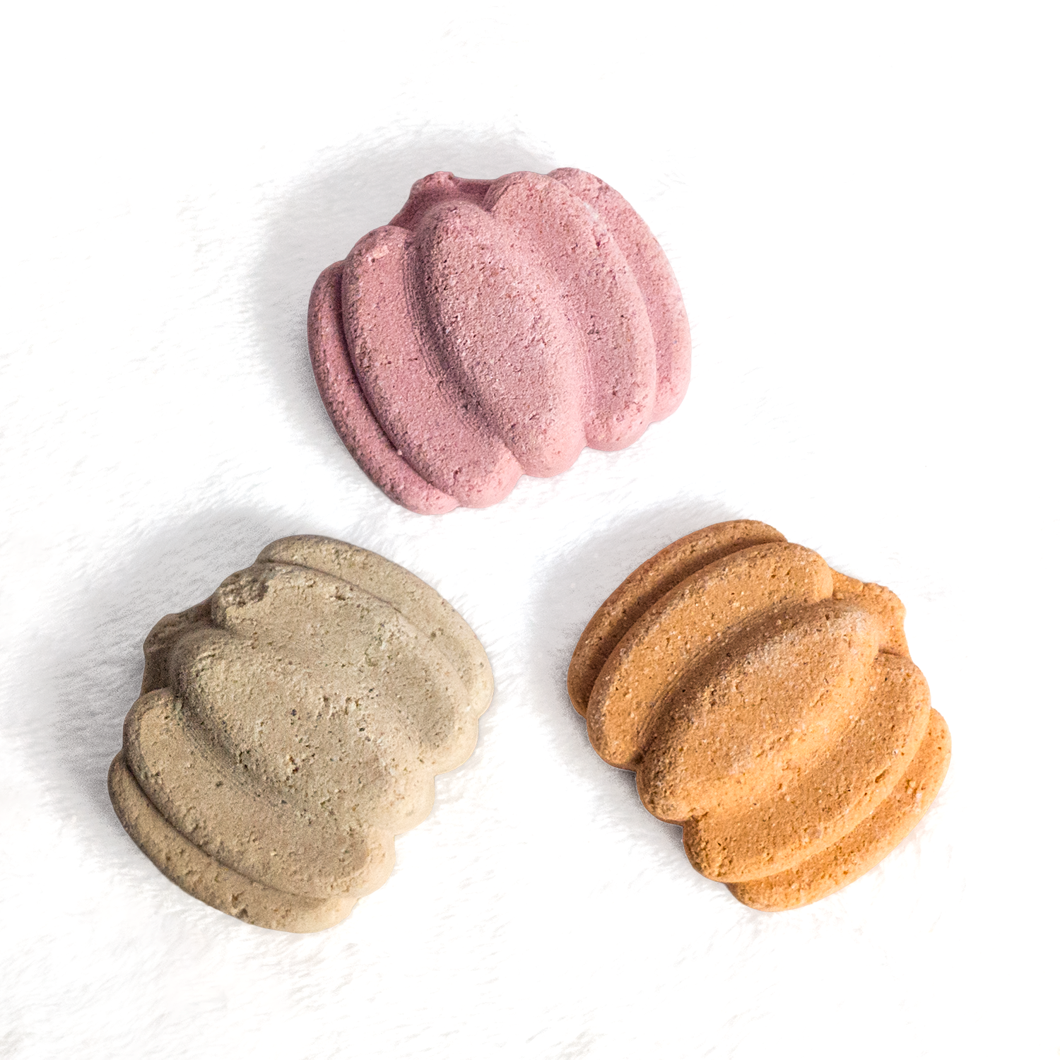 Assortment of Pumpkin Bath Bombs on a white background