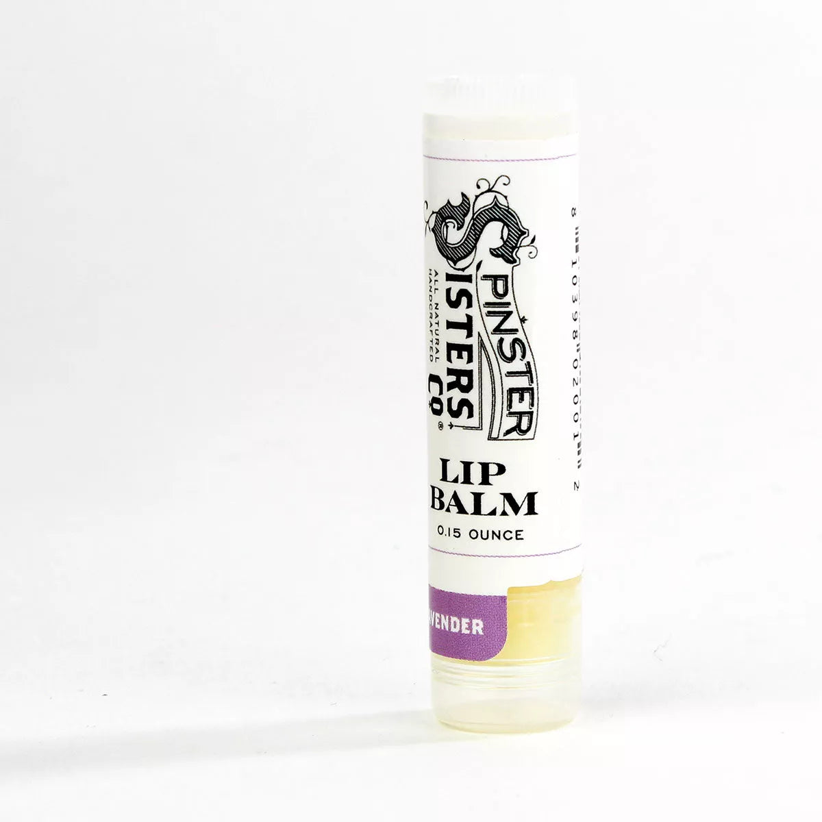 Clear tube of lavender lip balm with beeswax